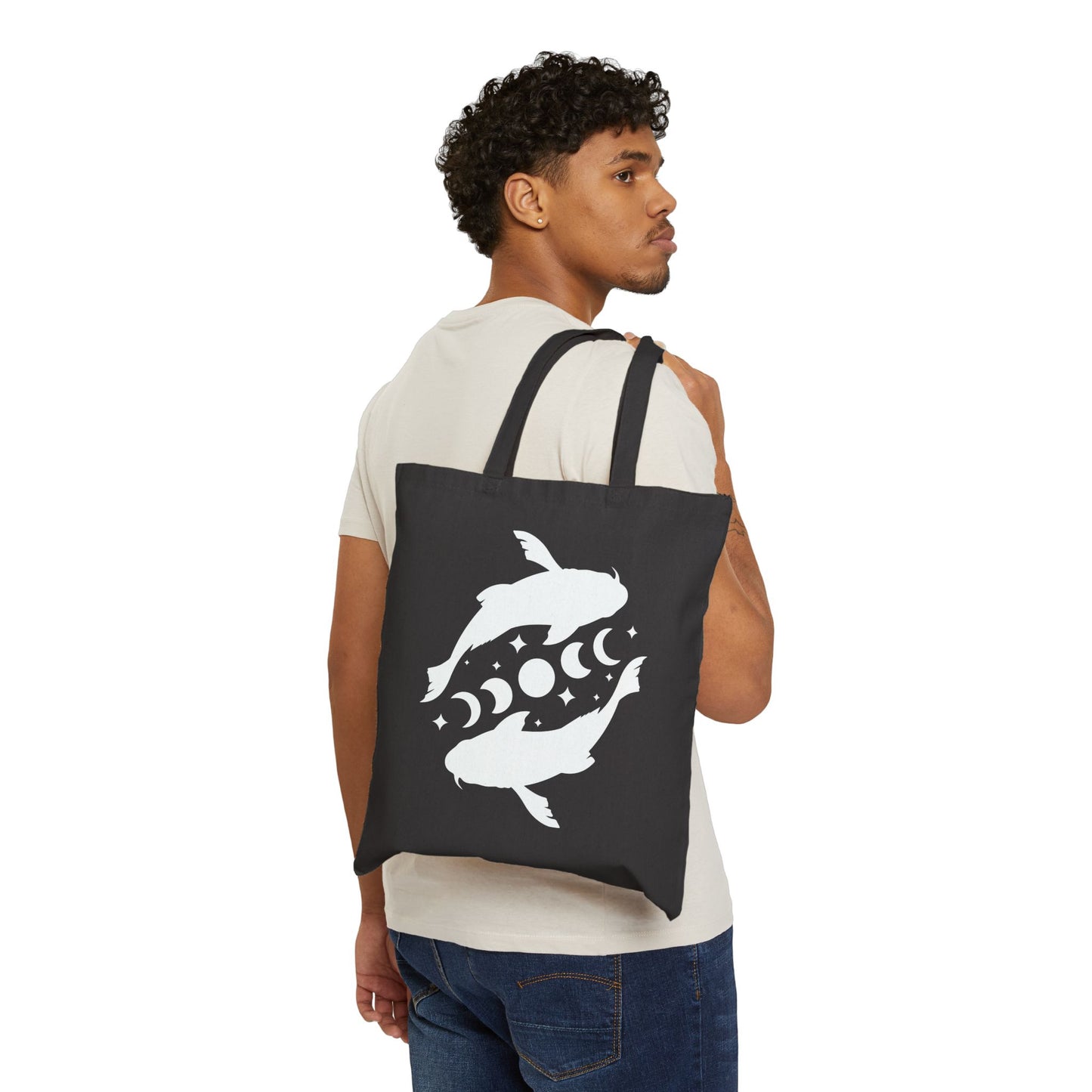 Koi Fish Moon Phase | Cotton Canvas Tote Bag