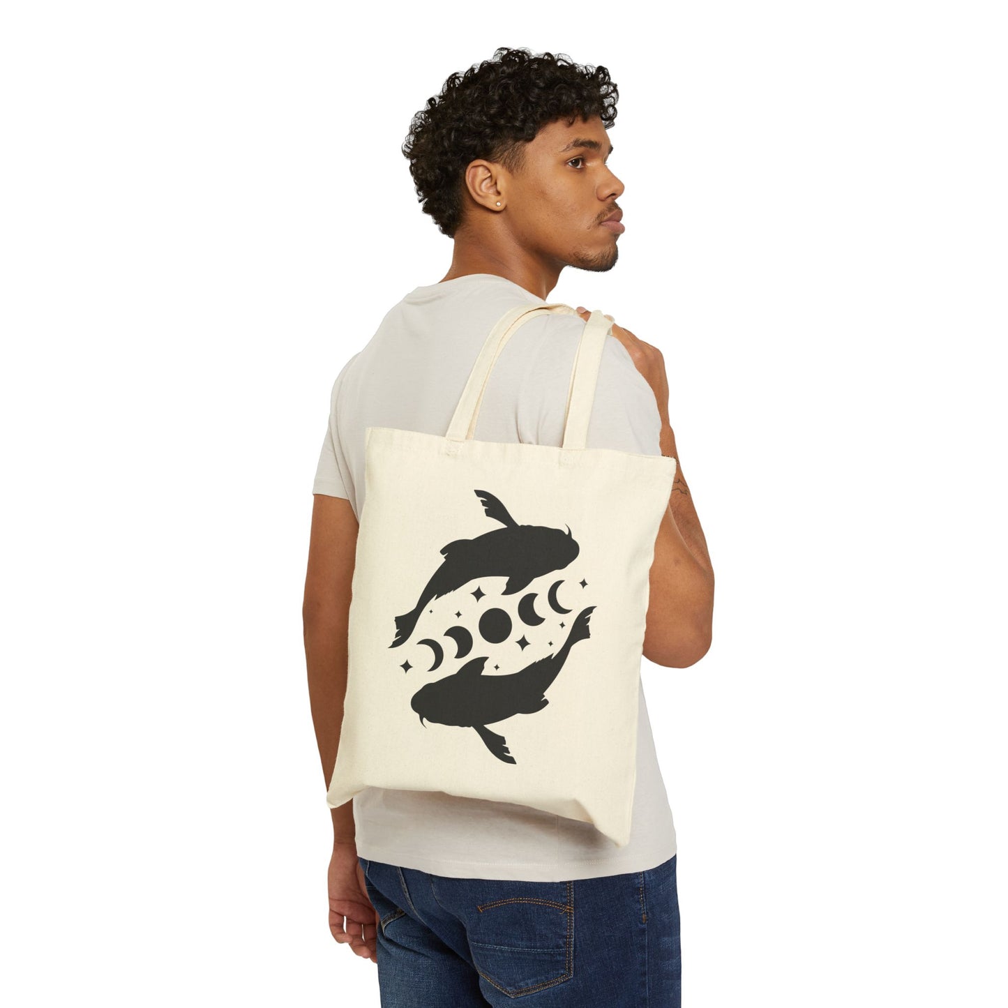 Koi Fish Moon Phase | Cotton Canvas Tote Bag