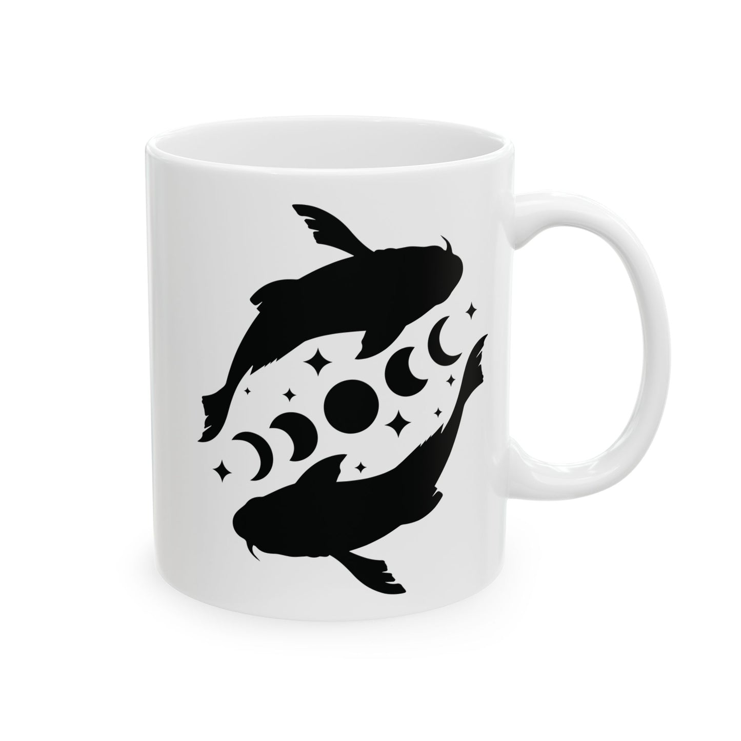Koi Fish Moon Phase Ceramic Mug, (11oz, 15oz)