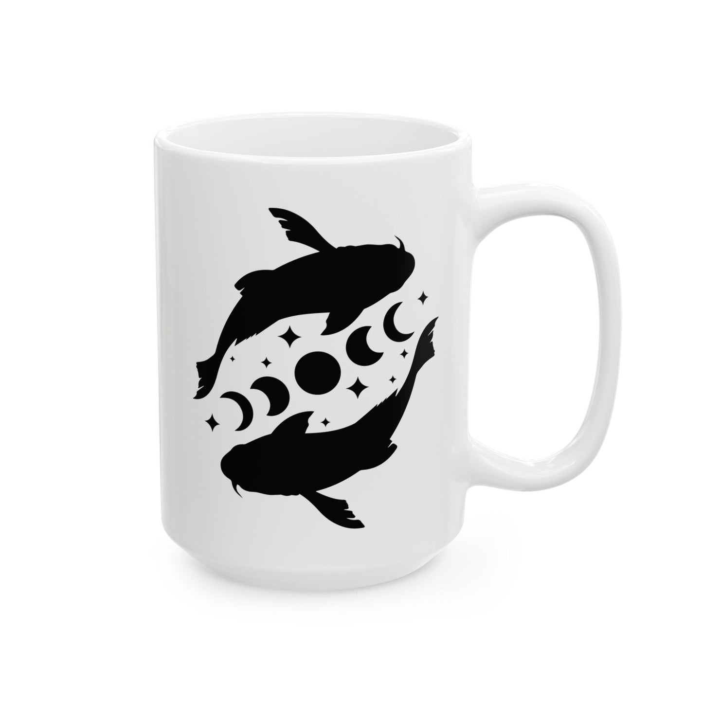 Koi Fish Moon Phase Ceramic Mug, (11oz, 15oz)