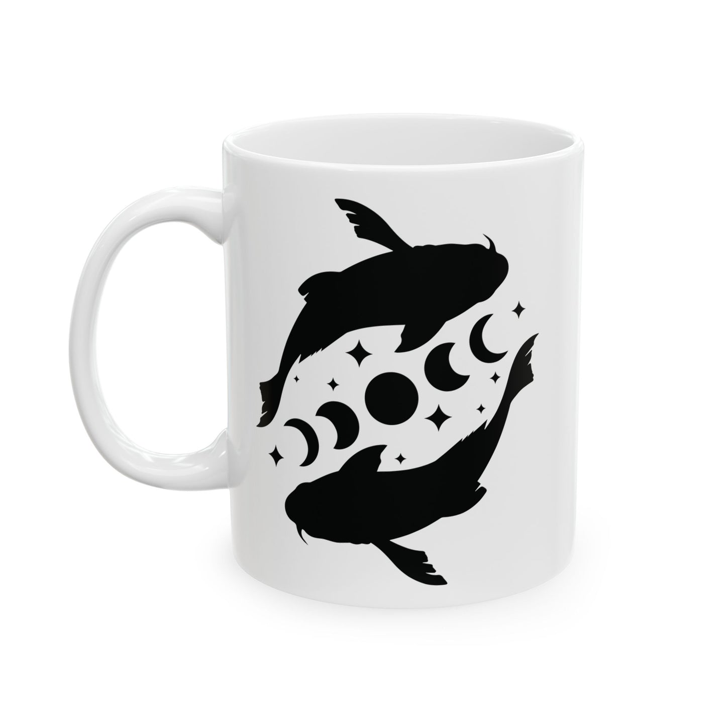 Koi Fish Moon Phase Ceramic Mug, (11oz, 15oz)